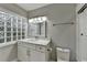Modern bathroom featuring a glass block window, updated vanity, and a sleek, contemporary design at 346 Carpenter Dr # 29, Atlanta, GA 30328