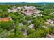 An aerial view showcasing apartments and condominiums nestled among verdant trees at 355 Highlands Trce, Roswell, GA 30075