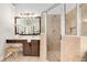 Modern bathroom featuring glass enclosed shower and sleek vanity at 11894 Aspen Forest Dr, Johns Creek, GA 30005