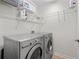 Efficient laundry room with stainless steel washer and dryer, and ample shelving at 2950 Mount Wilkinson Se Pkwy # 505, Atlanta, GA 30339