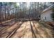 Spacious backyard with garden beds and a view of the surrounding woods at 8245 Mill Run Trl, Whitesburg, GA 30185