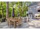 Wooden patio featuring a dark wood table, a variety of planted herbs and woven armchairs at 560 Collier Nw Rd, Atlanta, GA 30318