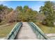 Silver Comet Trail pedestrian bridge with green railings overlooks a green landscape with fall colors at 206 Oak View Ln, Dallas, GA 30157