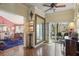 A stylish foyer features hardwood floors and opens to a living room and outdoor deck at 4084 Columns Dr, Marietta, GA 30067