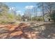 Spacious backyard with a mix of natural ground cover, mature trees, and outbuildings at 1180 Fleming St, Atlanta, GA 30080