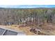 Aerial view of backyard, shed and wooded area leading to the lake at 18 Village Trce, Rydal, GA 30171