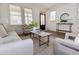 Bright living room with hardwood floors, neutral decor, marble top coffee table, and elegant lighting at 301 Fortune St, Atlanta, GA 30312