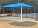 Outdoor tennis courts, shaded by a bright-blue canopy, offering a space for recreational activities at 61 Denton Ct, Acworth, GA 30101