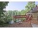 Outdoor deck overlooking a serene lake and lush greenery at 783 Lost Creek Cir, Stone Mountain, GA 30088