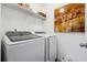 Functional laundry room with modern washer and dryer, storage shelf, and neutral decor at 1914 Lakeshore Overlook Nw Cir, Kennesaw, GA 30152