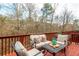 Outdoor deck includes comfortable outdoor seating and a view to the back of the property at 4735 Longcourt Se Dr, Atlanta, GA 30339