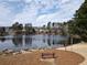 Scenic view of the tranquil lake, featuring a bench and natural surroundings at 2837 Captain Ct, Dacula, GA 30019