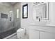 Modern bathroom featuring glass enclosed shower and vessel sink at 4238 Hamilton Mill Rd, Buford, GA 30519