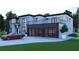 Modern house with two-car garage, upper deck, a red car and a mix of brick and grey siding, surrounded by landscaping at 4238 Hamilton Mill Rd, Buford, GA 30519