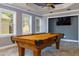 Game room featuring a billiard table, a large window and recessed ceiling lights at 76 Misty View Ln, Acworth, GA 30101