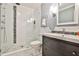 Modern bathroom featuring a glass-enclosed shower and contemporary vanity at 807 Longwood Dr, Atlanta, GA 30305
