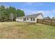 A view of the home's exterior showing the backyard and wood fence at 2685 Archer Way, Dacula, GA 30019