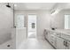 Elegant bathroom featuring a glass-enclosed shower, double vanity, and modern finishes at 4480 Beechnut Cir, Cumming, GA 30028