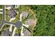 Aerial view of the property shows its position on a cul-de-sac backing up to a heavily wooded and private area at 2861 Digna Ct, Acworth, GA 30101