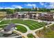 Elevated view of a modern community showing a pavilion and community greenspace at 103 Timberlane Rd, Cumming, GA 30040