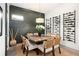 Elegant dining room with modern decor, a decorative wall, and a wine rack at 2008 Cottonwood Ln, Woodstock, GA 30188