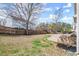 Backyard has a fenced yard, a grass area, a stone patio, a play set and a picnic table at 404 Pinoak Dr, Woodstock, GA 30188