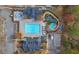 Overhead shot of a community pool, a recreational pool with lazy river, parking and clubhouse at 583 Carl Sanders Dr, Acworth, GA 30101