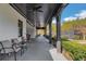 Relaxing covered porch with comfortable seating, ceiling fans and a view of the tennis court at 583 Carl Sanders Dr, Acworth, GA 30101
