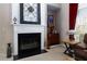 Close-up of fireplace and built-in shelves in a stylish living room at 328 Wickley Way, Woodstock, GA 30188