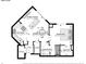 Floor plan showing the dimensions of the living room, bedroom, kitchen, dining room, storage, foyer, bathroom and walk-in closet at 2626 Peachtree Nw Rd # 1102, Atlanta, GA 30305