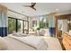 Relaxing bedroom with a ceiling fan, balcony access, and backyard views at 1260 Brook Forest Ne Dr, Atlanta, GA 30324