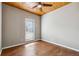 Bedroom features wood ceiling, hardwood floors, and a window at 2006 Hawthorne Way, Woodstock, GA 30189