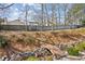 A scenic backyard offers a wood bridge and swing overlooking a creek, surrounded by mature trees and landscaping at 2952 Perimeter Cir, Buford, GA 30519