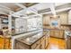 Open kitchen with a large island, stainless steel appliances, granite countertops, and access to the great room at 2952 Perimeter Cir, Buford, GA 30519