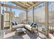 Relaxing screened porch with comfortable seating, stylish rug, and lots of natural light at 2952 Perimeter Cir, Buford, GA 30519