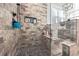 Walk in shower with stone and glass at 8710 Little Mill Rd, Cumming, GA 30041