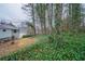 Backyard with trees and a slope at 3500 Quail Hollow Trl, Snellville, GA 30039