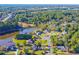 Breathtaking aerial view of homes surrounded by lush trees and a tranquil pond at 2660 Portabella Ln, Cumming, GA 30041