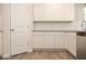 Modern kitchen featuring white cabinets and granite countertops with stainless steel sink at 651 Egrets Landing #53, Covington, GA 30014