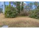 A partially grassed backyard with a mix of green grass and brown grass and trees around the edges of the lot at 1925 Campbellton Sw Rd, Atlanta, GA 30311