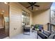 An outdoor balcony featuring stylish furniture and neutral accents with nearby stairs at 754 Aerial Way, Atlanta, GA 30312