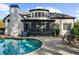 Stunning backyard with a screened porch overlooking a pool and patio at 135 Newcastle Ct, Roswell, GA 30076