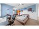 Eclectic bedroom with a desk, a platform bed, bright paint, and natural light, providing comfort and functionality at 135 Newcastle Ct, Roswell, GA 30076