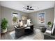 Well-lit home office with a modern desk and large windows at 2308 Mark Trl, Decatur, GA 30032