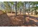 Backyard area with wooden fence and scattered mature trees, and covered in leaves at 578 Center Hill Nw Ave, Atlanta, GA 30318