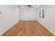 Bright bedroom with wood floors, fresh paint and a ceiling fan at 578 Center Hill Nw Ave, Atlanta, GA 30318