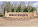 McGinnis Reserve entrance sign with brick facade and manicured landscaping at 620 Willow Haven Way, Suwanee, GA 30024