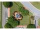 Aerial view of a gazebo in a beautifully landscaped common area of the neighborhood at 1075 Lancaster Sq, Roswell, GA 30076