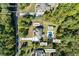 Aerial view of a home with pool, jacuzzi, pergola, and playground amenities on a 1.22 acre lot at 3111 Old Thompson Mill Rd, Buford, GA 30519