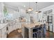Modern eat-in kitchen with stainless steel appliances, island with seating, and white cabinets at 3111 Old Thompson Mill Rd, Buford, GA 30519